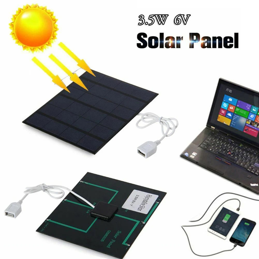 

Solar Panel System Charger 3.5W 6V Charging for Mobile Phone Power Bank Camping QP2