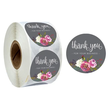 

500pcs/roll Thank You Sticker Envelope Self Adhesive Seal Labels Decorative Gift Packaging Handmade Round Floral Wedding Party