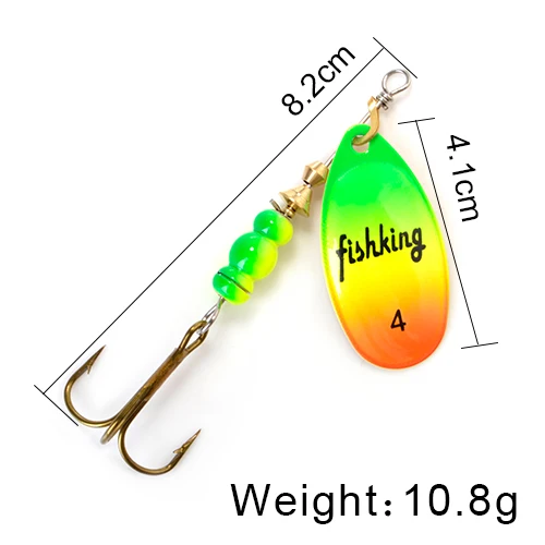 FISH KING Spinner Bait 3.9g 4.6g 7.4g 10.8g 15g Spoon Lures pike Metal With Treble Hooks Arttificial Bass Bait Fishing Lure as photo