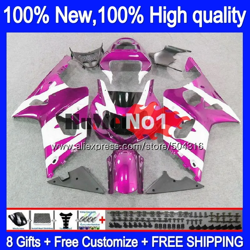 Корпус для SUZUKI GSX-R1000 GSXR1000 1000CC 2000 2001 2002 19MC. 122 GSXR-1000 K2 GSX R1000 GSXR 1000 00 01 02, светло-розовые, белые обтекатель - Цвет: No. 1