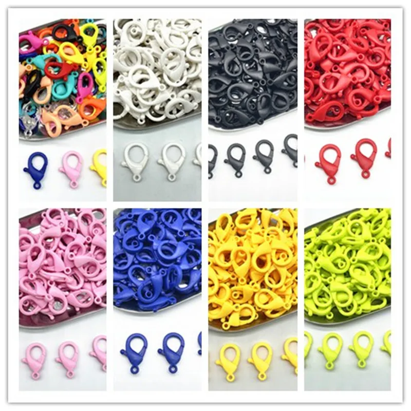 10pcs/lot 25*15mm Candy Colors Plastic Lobster Clasps Hooks Key Chain Sweet Rings For Keychain Jewelry Making Accessories | Украшения и