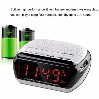 

LED Wireless Bluetooth Speaker Digital Alarm Clock Multifunction MicTF FM Radio MP3 Music Player LCD Alarm Clock Speaker