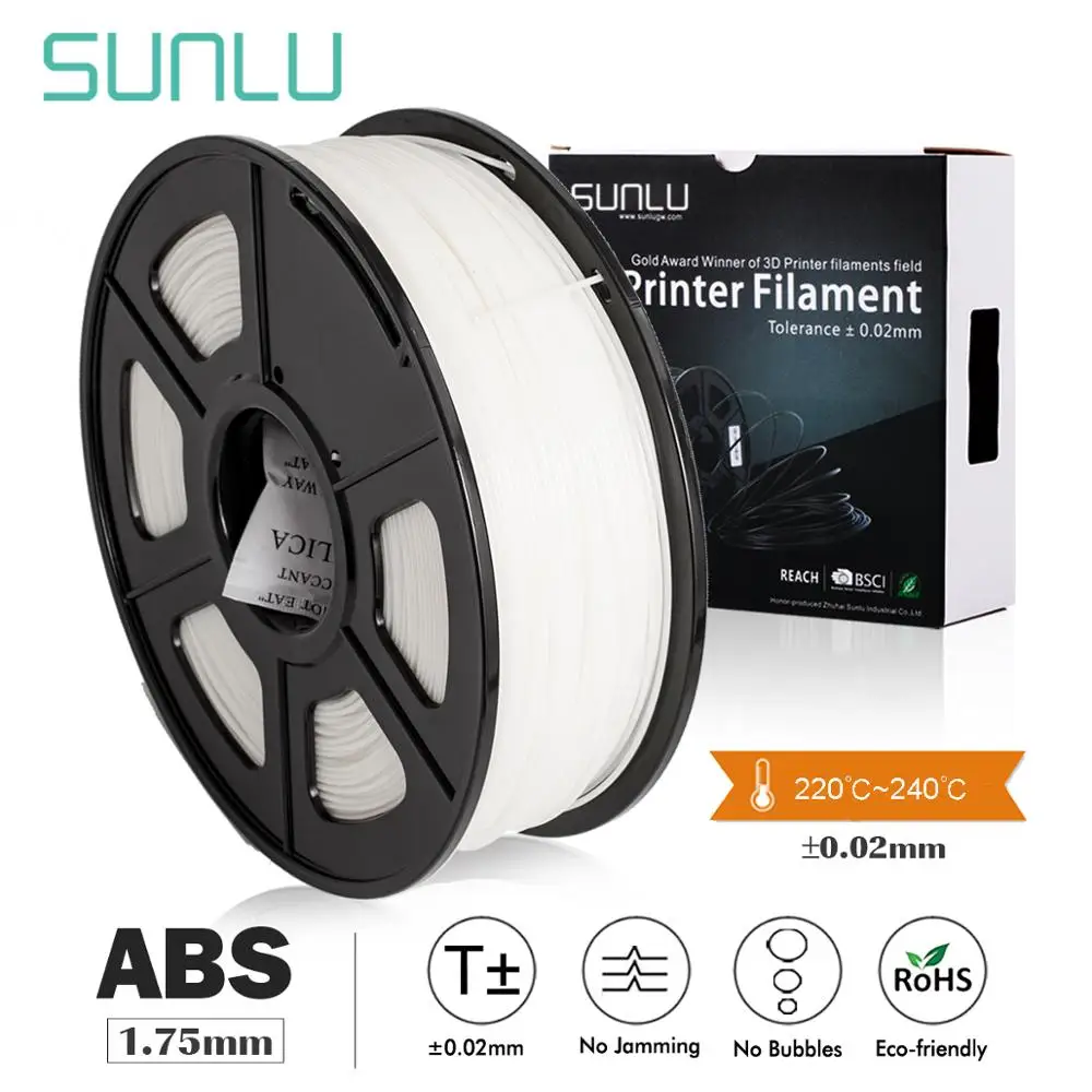 

SUNLU 1KG 1.75MM ABS filament fast delivery colorful filament spool wire reprap 3D printer 1.75mm 1KG per roll