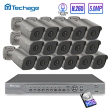 H.265 16CH 5MP 4K HD POE NVR комплект системы видеонаблюдения ИК наружная двухсторонняя аудио AI IP камера P2P комплект видеонаблюдения 2 ТБ HDD