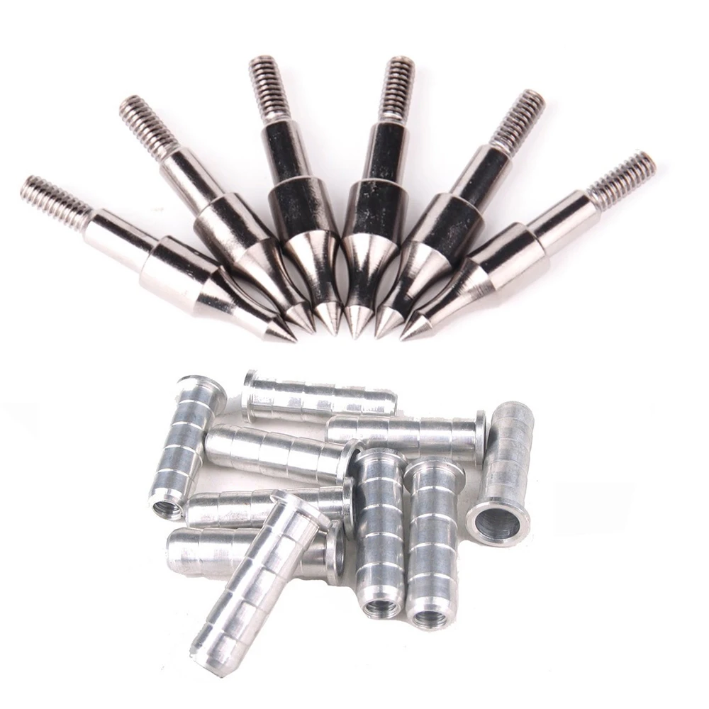 100 Grain Target Point Arrowhead Tips + 6mm Aluminium Arrow Insert for