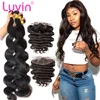 Luvin 28 30 32 34 40 Inch Brazilian Hair Weave 3 4 Bundles With 13x4 Lace Frontal and Closure Remy Body Wave 100% Human Hair 1