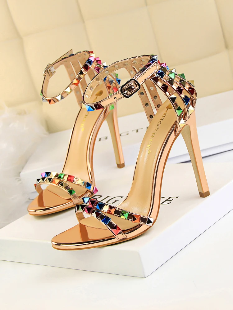 Colorful Gladiator Sandals  Rivet High Heels