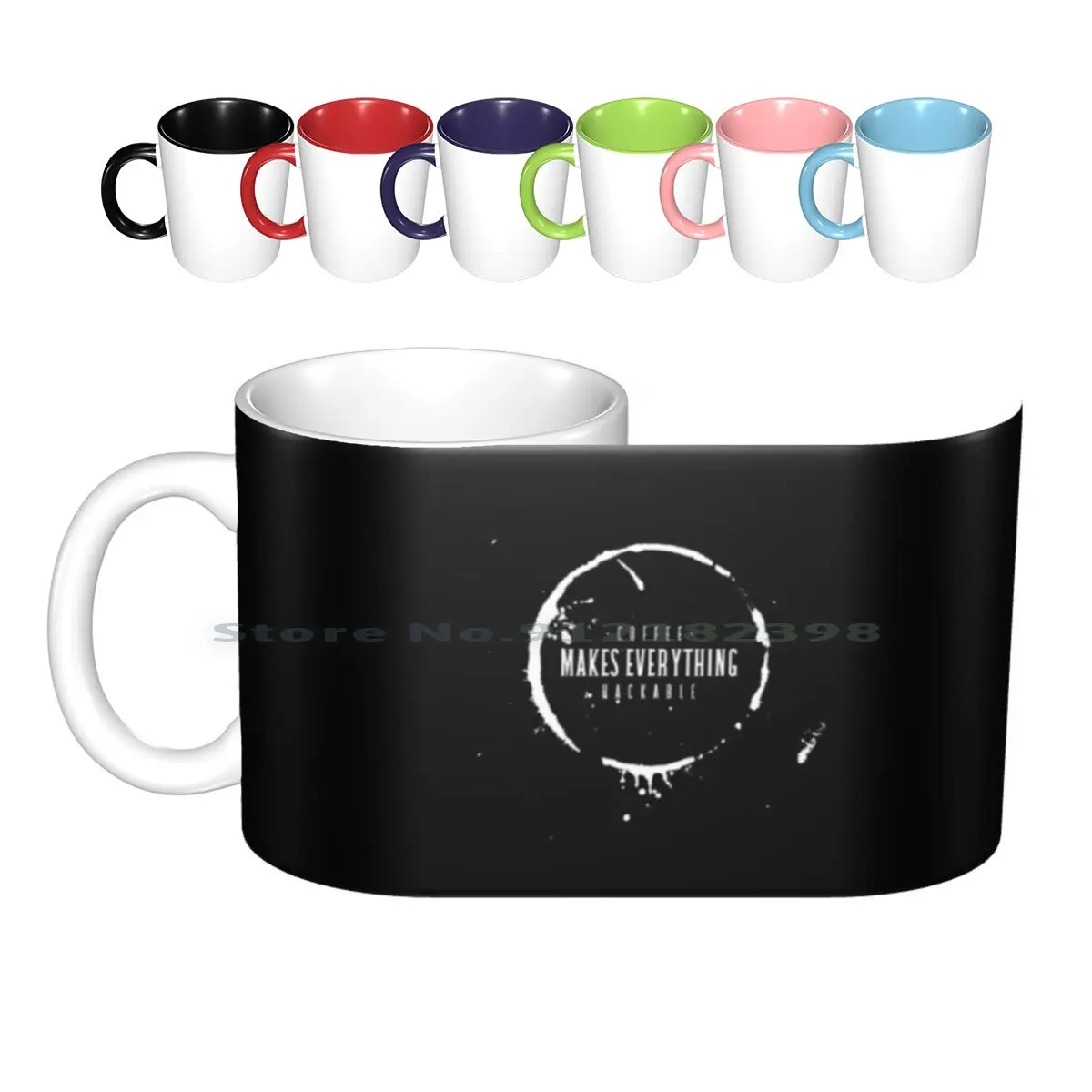 Coffee Makes Everything Hackable Ceramic Mugs Cups Milk Tea Mug Hacker Cybersecurity Pentester Infosec | Дом и сад