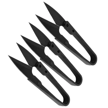 

New 3 pieces black plastic handle Mini Thrum yarn scissors for cross stitch