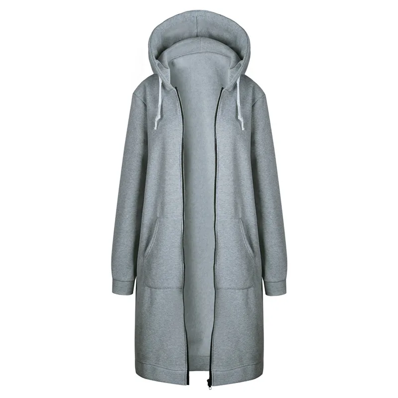 S-5XL Plus Size Women Hooded Sweatshirts Casual Long Sleeve Slim Zipper Long Sweatshirt Autumn Warm Winter Thicken Hoodies