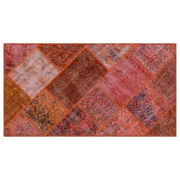 

Handmade Red Vintage Overdyed Patchwork Area Rug 080x150 Cm-2'7''X4'11''