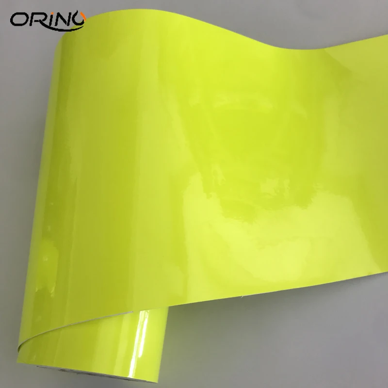 Fluorescent Yellow Gloss Vinyl Wrap Sitcker-1