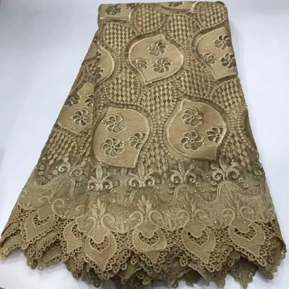 

african lace fabric 2020 high quality lace french mesh fabric stones nigerian guipure fabric Embroidered Tulle Lace Fabric