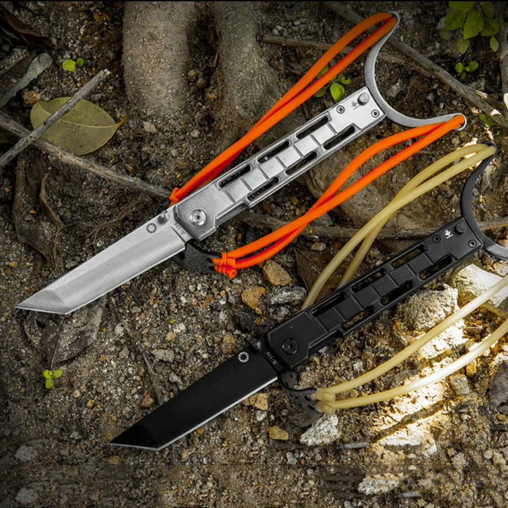 Outdoor Multi-function Pocket Knife Catapult Hunting EDC Tool Tactical Combat Fold Blade Steel Slingshot Knives Survival | Инструменты