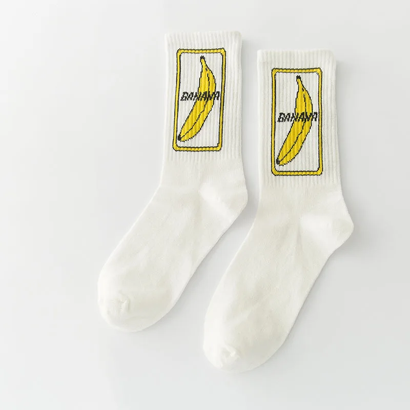 INS/яркие носки с изображением Луны в Корейском стиле в стиле Харадзюку с забавными буквами; носки в стиле хип-хоп для скейтборда; спортивные носки; хипстерские летние носки - Цвет: Banana