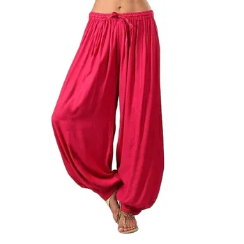 

2020 Europe and America Fall Solid Color Loose Large Size Elastic Band Wide Leg Pants 1160