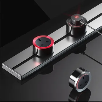 

Wall Mounted Wireless Power Track 500mm Electrical Orbital Sockets UK 3 Adapters Flexible Outlet Black Gray Silver Champagne Q