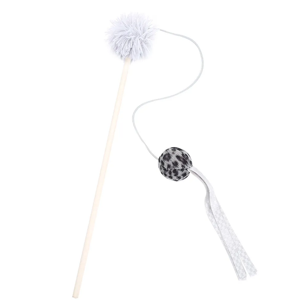 Котёнок Кот Игрушка Chaser Stick Leopard стиль плюшевый шар интерактивная игра забавная игрушка для домашних животных кошки интерактивный тизер аксессуары для домашних животных - Цвет: Черный