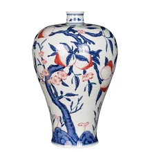 Китайский стиль ручная роспись долговечность персик meiping ваза керамическая ваза гостиная крыльцо bogujia модель комнаты мягкие цветочные вазы