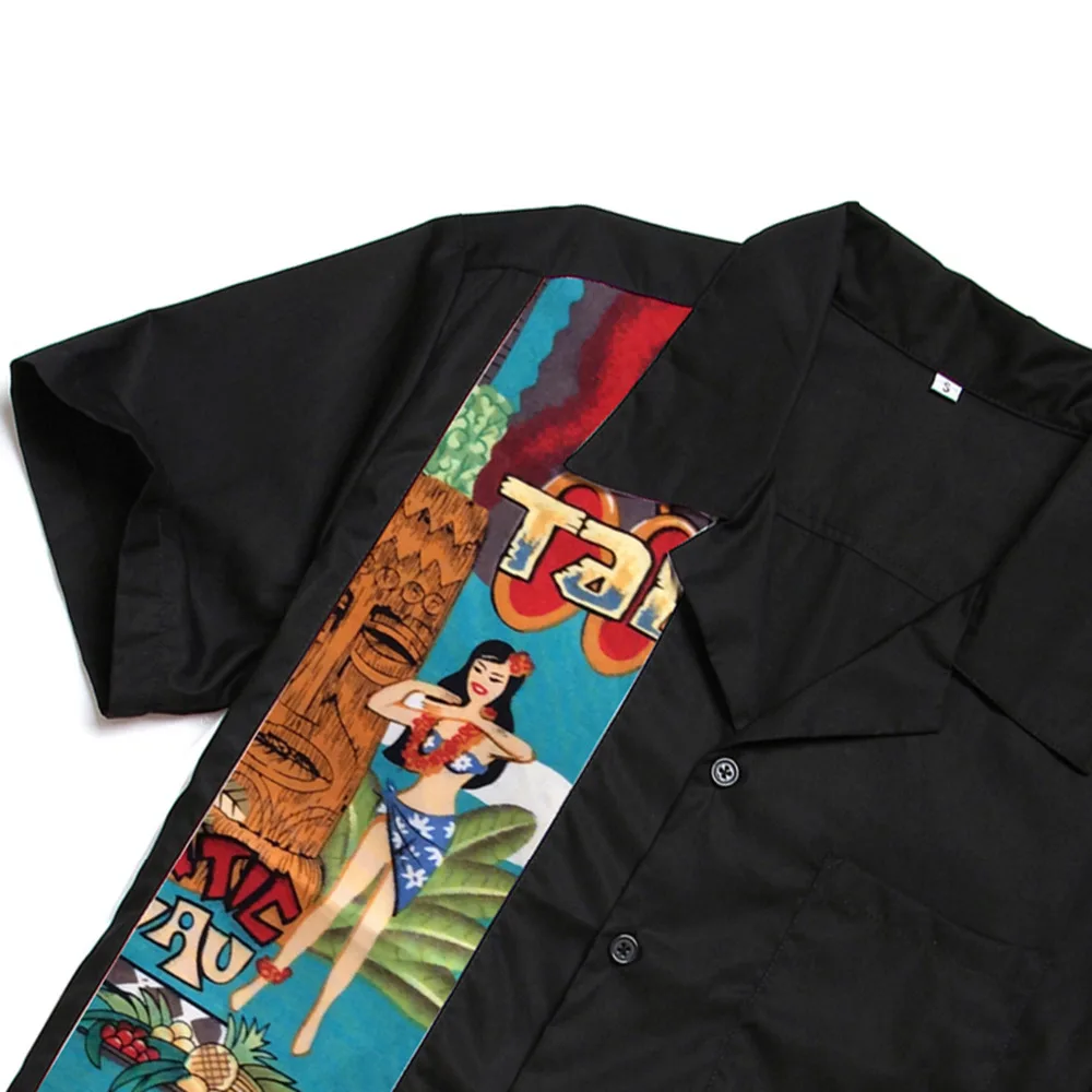 1950s мозаичный принт, мужская хлопковая Повседневная рубашка, черная, белая, шотландка, клетчатая панель, ковбойские, хип-хоп рубашки в стиле