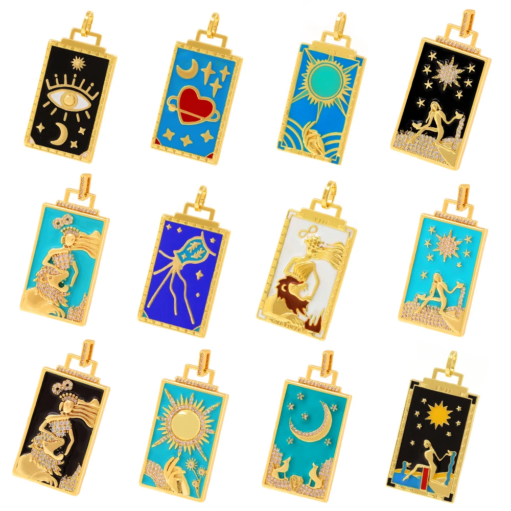 

European and American fashion retro drip oil painting pendant necklace