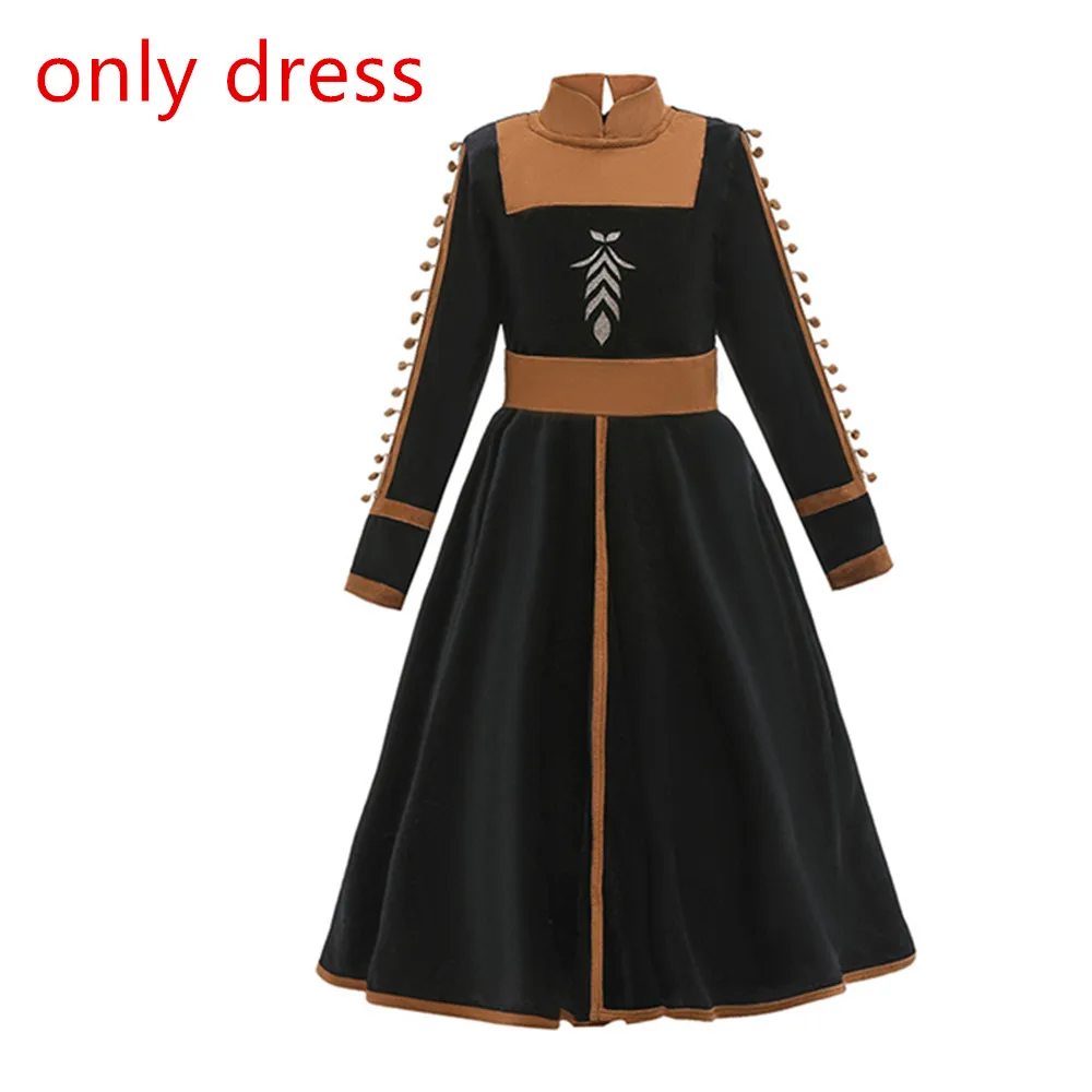 anna dress Рождественское платье «Снежная королева 2» и «Эльза» для девочек-подростков; костюм принцессы на день рождения; карнавальное детское платье принцессы Эльзы и Анны; детская Маскировка - Цвет: anna dress