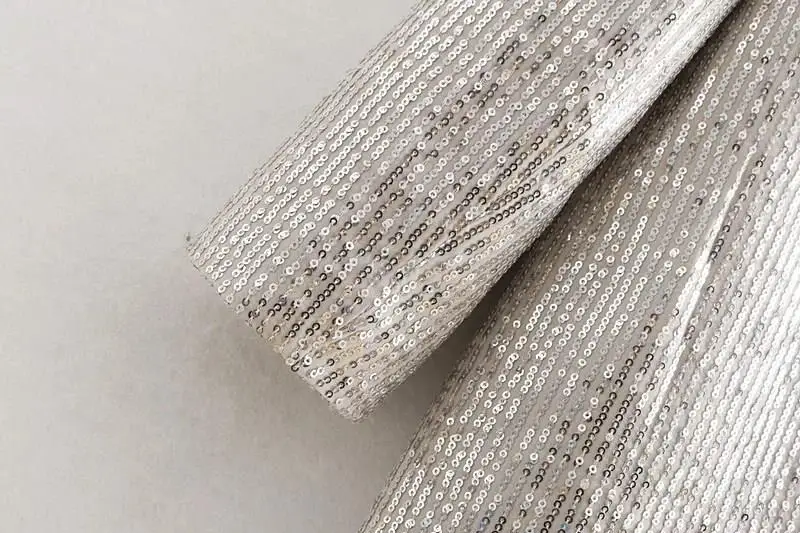 New Fall Casual Sequined Blazer Women Jacket Feminino Casual Shining Pockets Long Sleeve Outerwear