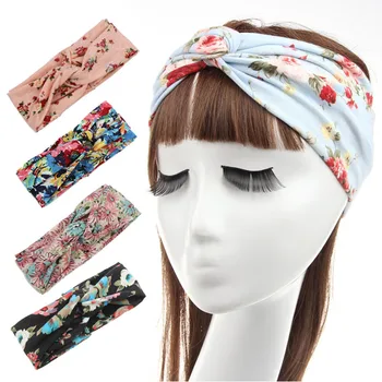

Bohemian Headband Printed Cotton Cross Hair Band Spring Summer Hair Accessories for Women Wash Face Turban Scrunchies Headbands