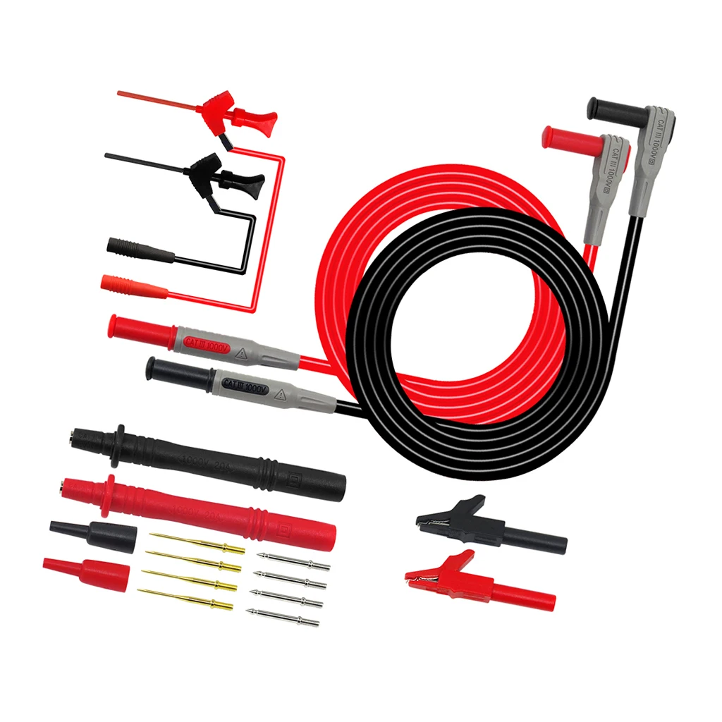 16pcs Digital Multimeter Probe Test Lead Cable Alligator Clip Kit
