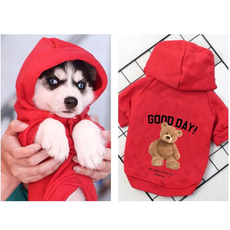 Cute Bear Dog Clothes Winter Pet Clothes Warm Dog Pullover Hoodie For Small Dogs Chihuahua Cartoon Puppy Cat Clothing pet clothes
