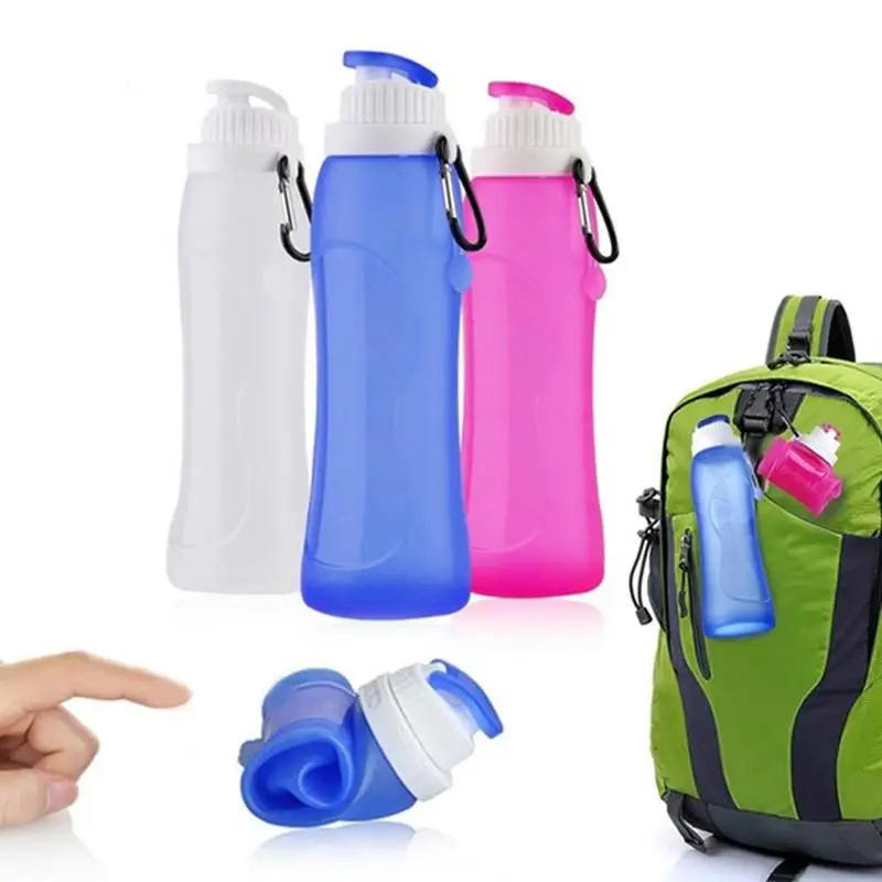 500ml Silicone Folding Water Bottle Portable Water Bottle Kids Outdoor Sports Supplies Travel Drink Kettle