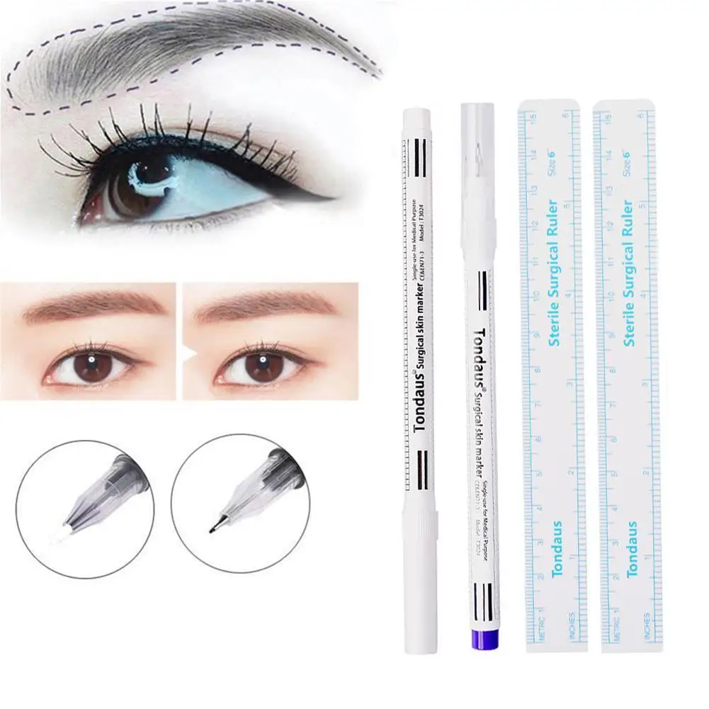 

1 Set Surgical White Eyebrow Tattoo Skin Marker Pen Microblading Brow Permanent Tattoo Pencil Marker Beauty Makeup Accessor G5T6