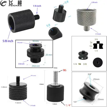 

1x 5/8" Female to 1/4" 3/8" Male Thread Screw M6 Mount Adapter for Microphone Stand Tripod Plate Flash Light Bracket Converter