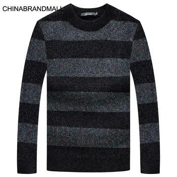 

Winter Men Sweater Spell Color Thicken Keep Warm Loose Plus Fat Plus Size Trend Fat Man Round Neck Knitting Shirt