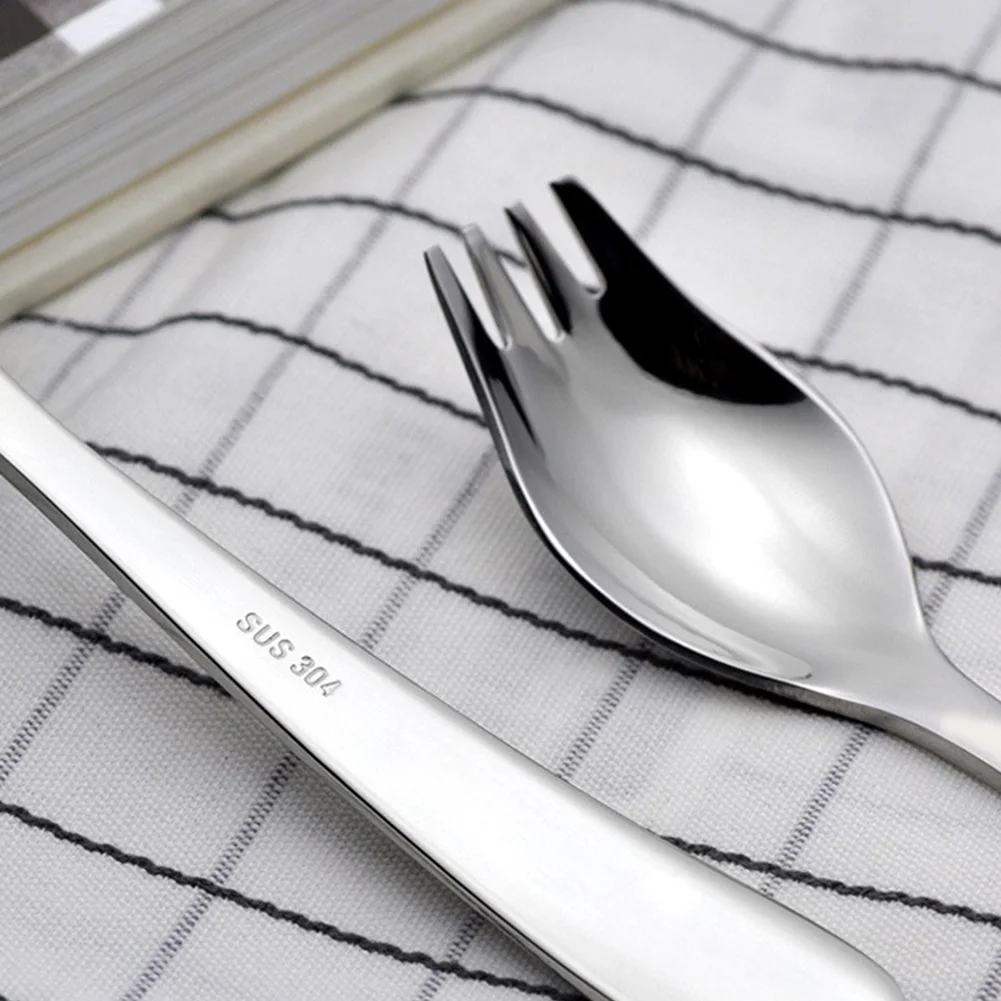 Салат Открытый Spork нержавеющая сталь кемпинг с длинной ручкой Пикник гаджет посуда Круглый Портативный Столовые приборы многофункциональная ложка