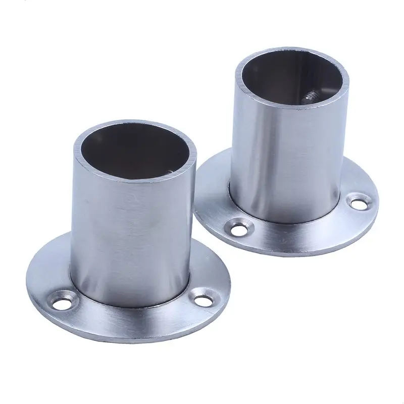 

Wardrobe 25mm Tube Stainless Steel Rail Rod End Support Bracket 2pcs