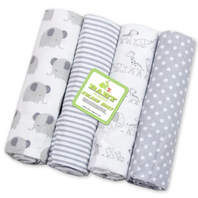 4Pcs/Pack Cotton Super Soft Flannel Baby Blanket Swaddle 76*76 CM Newborn Blankets Infant Bath Gauze Wrap Baby Bed Sheet 6