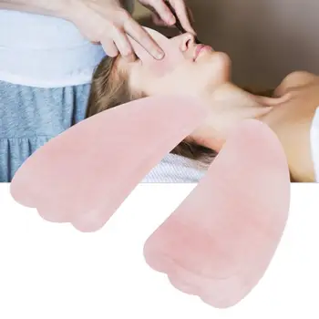 

2Pcs Pink Jade Body Face Massage Pain Release GuaSha Tool Muscles Relax Massager Plate Board Tool Set Guasha Plate