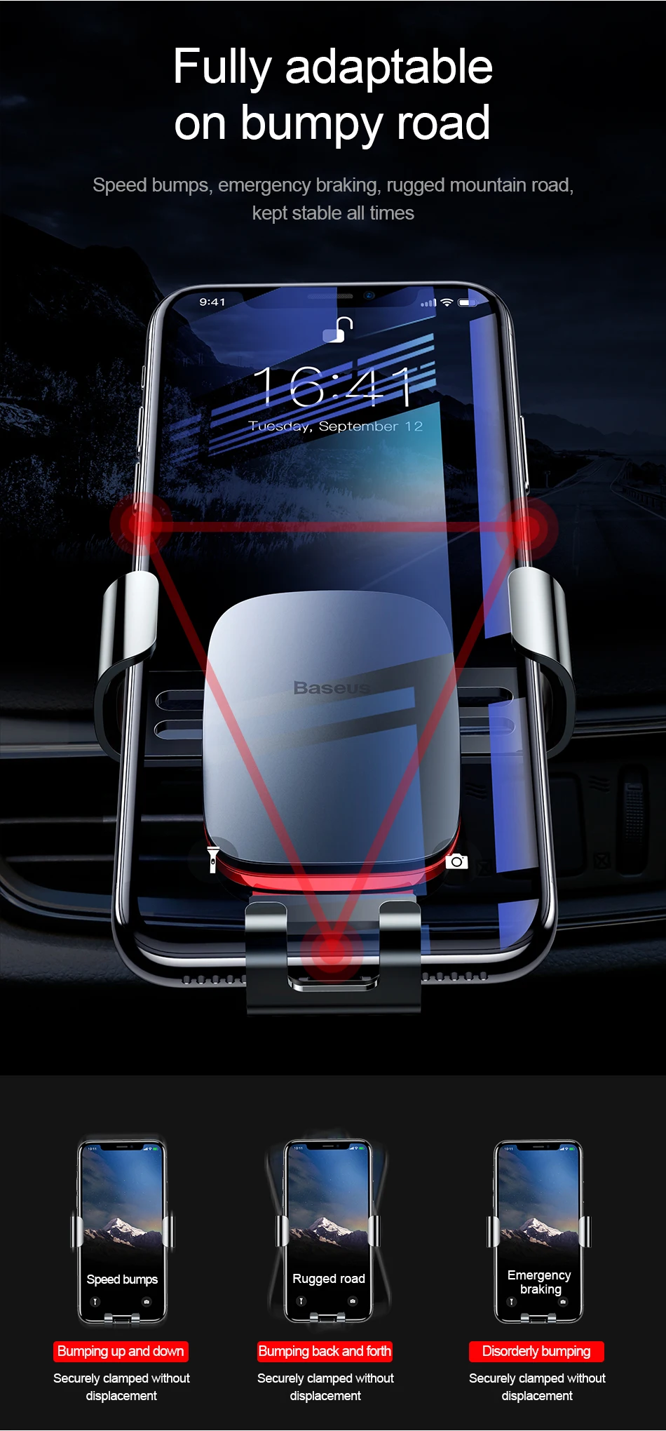 Автомобильный держатель для телефона Baseus Gravity, крепление для iPhone, samsung, автомобильный держатель, складная паста для приборной панели, автомобильный держатель, металлическая гравитационная автомобильная подставка