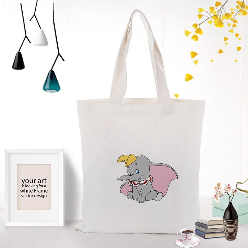 Холщовая Сумка для сумки Dumbo хозяйственная сумка повседневное использование пользовательский принт логотип DIY экологическая многоразовая утилизация