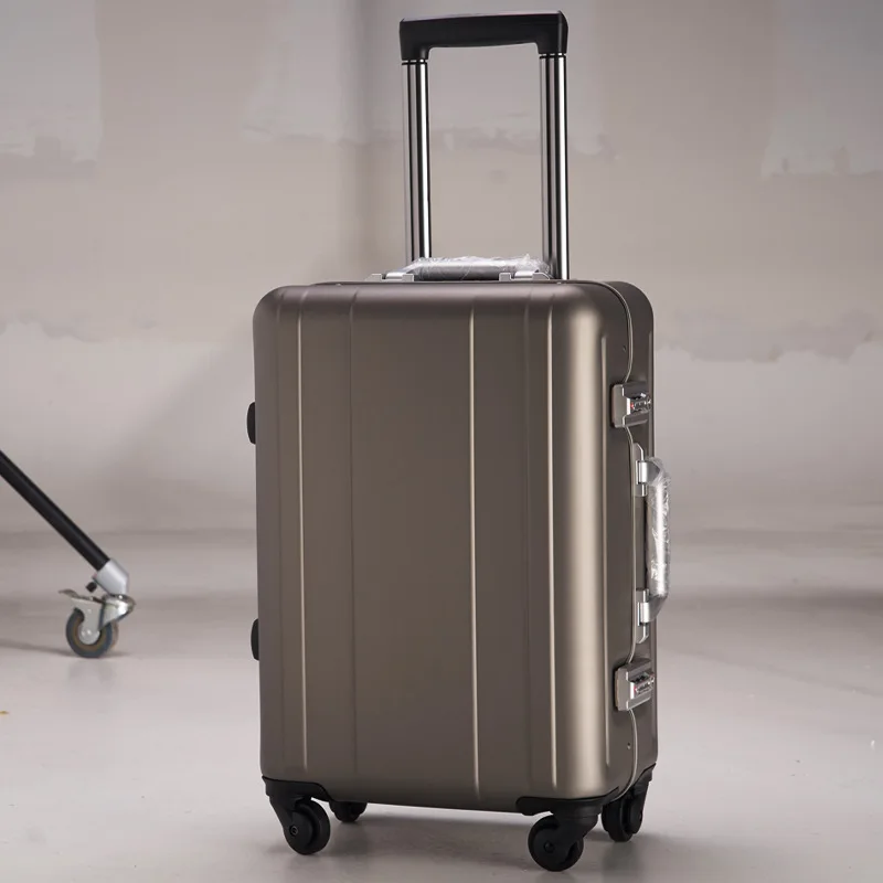 

100 Aluminium Rolling Luggage Trolley Password Box 20' Boarding Suitcase Women Travel Bag Trunk