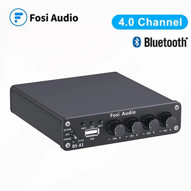 $76.16 BS-A1 Bluetooth 50W x4 Stereo Audio Receiver Amplifier 4 Channel Mini HiFi Class D Integrated Amp USB Player for Home Speaker