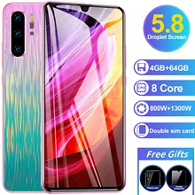 5.8inch Fullscreen Smartphone 4+64GB Android8.1 MTK6592 8 Core Ultra-thin Smartphone with Face ID Cellphone 3G 4G Smart Phones