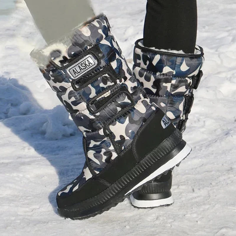 Новинка; теплые женские ботинки; водонепроницаемые Зимние ботильоны на меху; женская зимняя обувь на платформе; Botas Mujer; повседневные ботинки - Цвет: Gray