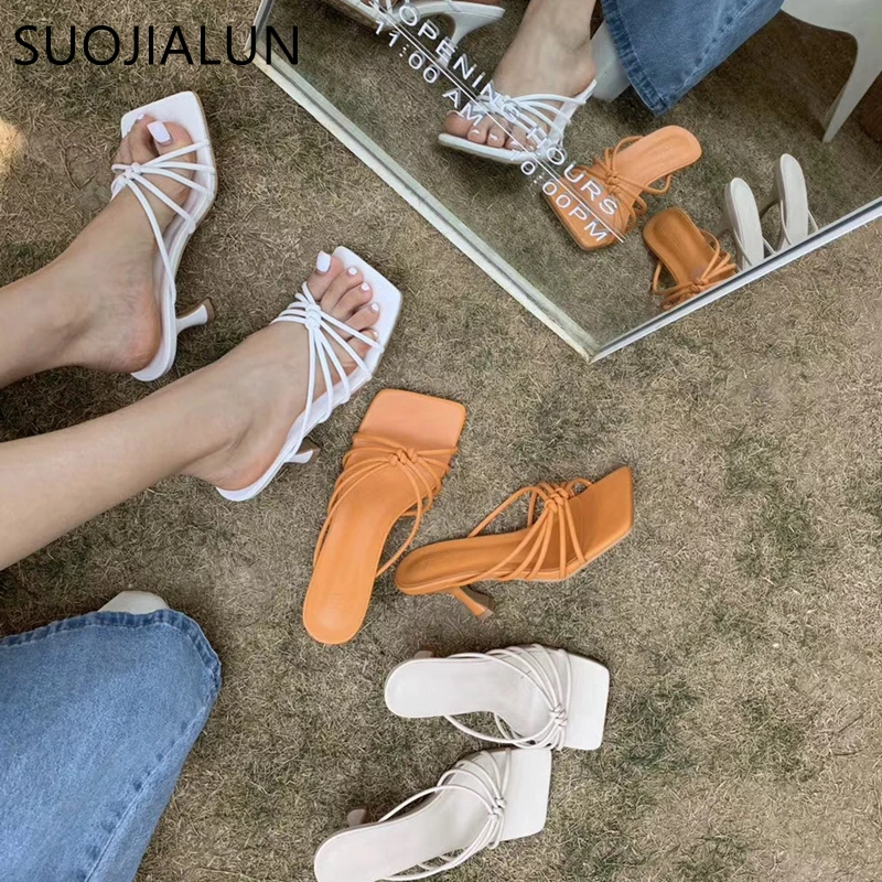 SUOJIALUN 2020 новые Брендовые женские шлепанцы летние модные уличные сандалии с