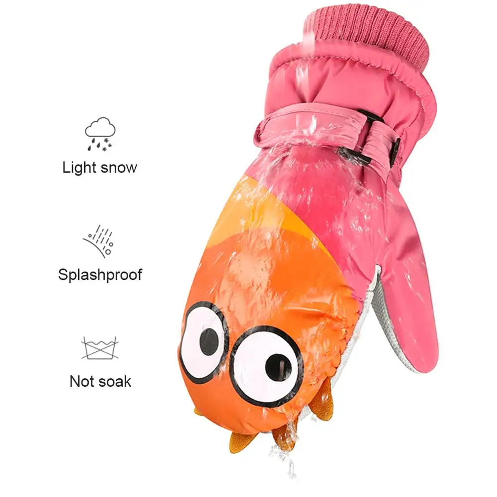 Детские зимние лыжные перчатки для спорта на открытом воздухе, зимние водонепроницаемые двухслойные бархатные толстые теплые мягкие перчатки для мальчиков и девочек