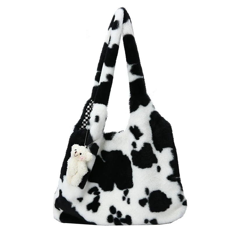 fluffy bag cow print