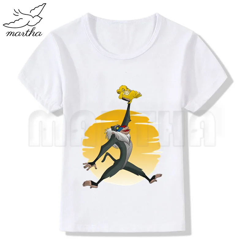 WhiteB Children Summer Tops Boys Girls Cartoon The Lion King Simba Cute Print T-shirt Children Funny Short Sleeve Baby Clothes - Цвет: WhiteB
