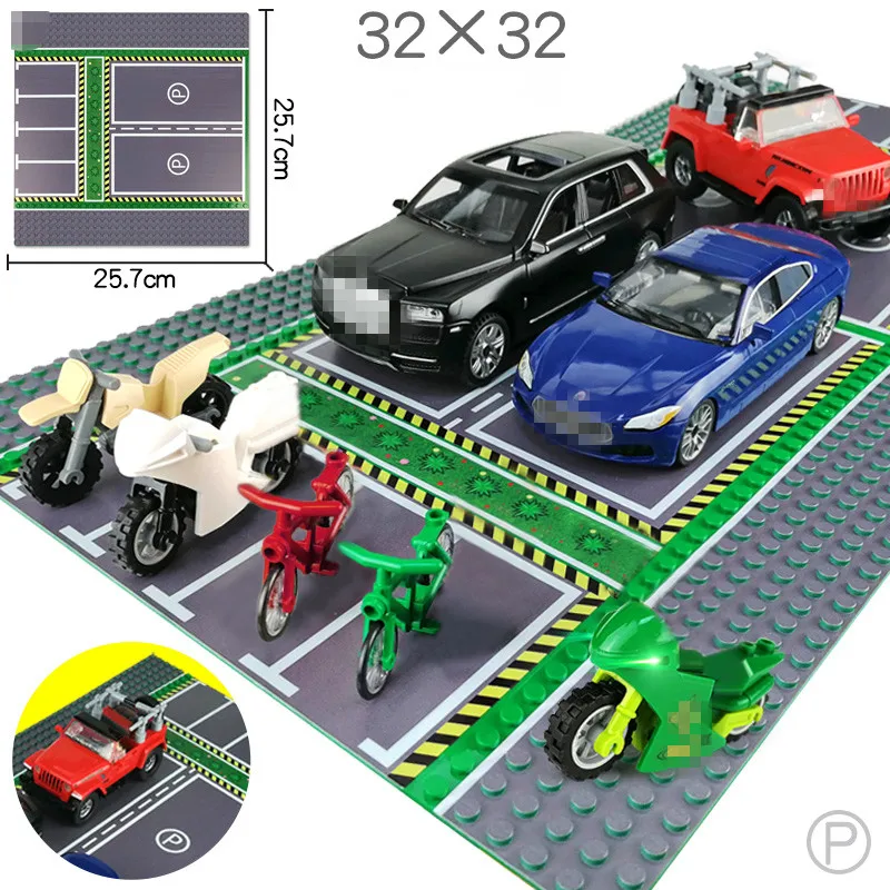 City Street View Legoingly BasePlate 3232 Road Parking Lot Base Plate Road Plate Building Blocks Bricks DIY Toys For Children (1)