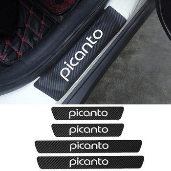

4pcs For Kia Picanto 2004-2017 2018 2019 Car PU Leather Door Sill Sticker Welcome Pedal Anti Scratch Cover Protector Accessories